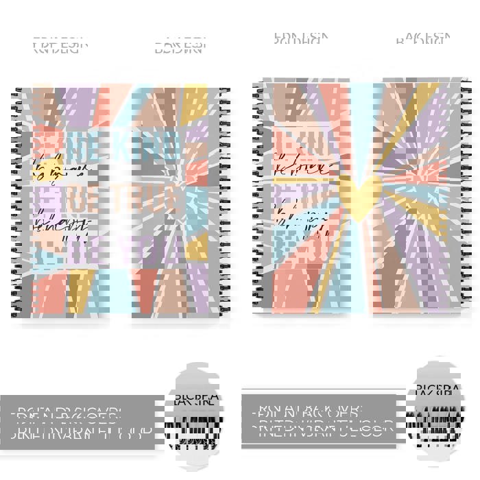 Be Kind Be Brave Be True Be Happy Be You Spiral Notebook / 8.5" x 11" Journal / 120 Wide Ruled Pages / Durable Gloss Laminated Softcover / Black Wire-o Spiral Binding / Made in the USA