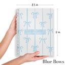 Blue Bows Cute Personalized Softcover Notebooks for Back to School / Made in USA /  8.5" x 11" / 120 Pages / 2025 Trendy Designs