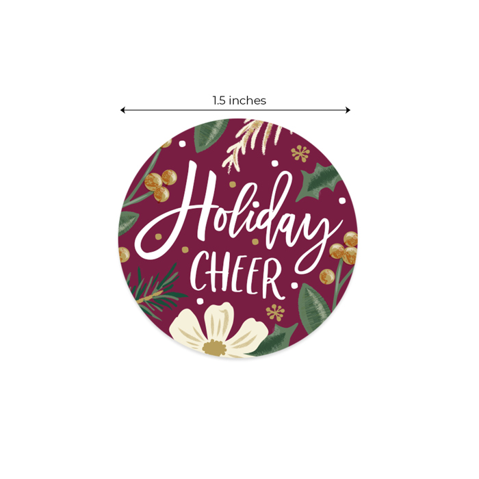 Bold Floral Holiday Stickers / 500 Modern Poinsettia Winter Stickers / 6 Alternating Vibrant Christmas Envelope Seals / 1.5" Round Labels