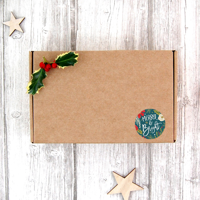 Bold Floral Holiday Stickers / 500 Modern Poinsettia Winter Stickers / 6 Alternating Vibrant Christmas Envelope Seals / 1.5" Round Labels