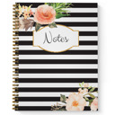  Softcover Classic Floral Notes 8.5" x 11" Spiral Notebook/Journal, 120 College Ruled Pages, Durable Gloss Laminated Cover, Gold Wire-o Spiral. Made in the USA