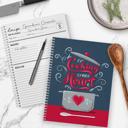  Softcover Cooking With Heart 8.5" x 11" Recipe Spiral Notebook/Journal, 120 Recipe Pages, Durable Gloss Laminated Cover, white Wire-o Spiral. Made in the USA