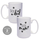  Dog Mom Dog Dad Mugs/ Funny Gift Set For Dog Lovers / 15 Oz White Coffee Cup Duo