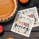  Happy Friendsgiving Napkins / 48 Thanksgiving Napkins / Stylish Autumn Leaves Cocktail Napkin Design / 4 3/4" x 4 3/4" Fall Harvest Seasonal Beverage Napkin Set / Made In The USA