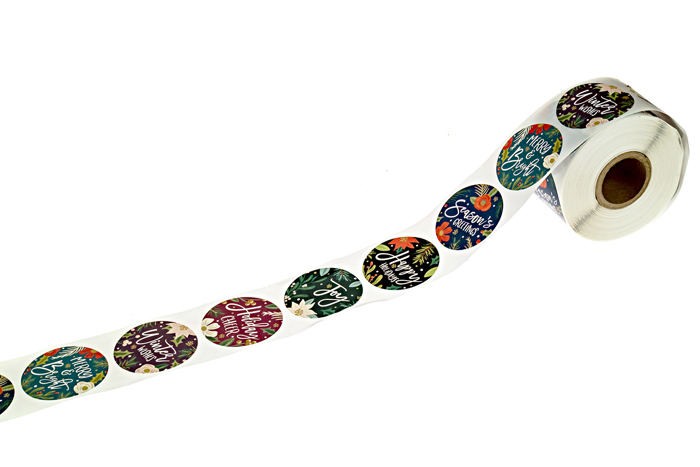 Bold Floral Holiday Stickers / 500 Modern Poinsettia Winter Stickers / 6 Alternating Vibrant Christmas Envelope Seals / 1.5" Round Labels