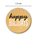  Black & Matte Gold Happy Holidays Christmas Stickers / 500 Christmas Envelope Seals / 1.5" Faux Glitter Holiday Labels