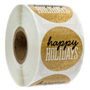  Black & Matte Gold Happy Holidays Christmas Stickers / 500 Christmas Envelope Seals / 1.5" Faux Glitter Holiday Labels