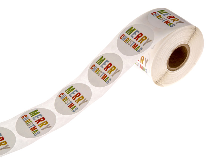 Merry Christmas Stickers / 500 Multicolor Christmas Labels / 1.5" Winter Holiday Envelope Seals/Made in The USA