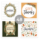  Modern Farmhouse Thanksgiving Napkins / 48 Cocktail Napkins / 4 Rustic Autumn Designs / 4 3/4" x 4 3/4" Fall Harvest Season Beverage 3 Ply Napkin Set / Made In The USA
