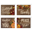  Rustic Thanksgiving Cards / 24 Heartfelt Autumn Note Cards / 4 5/8" x 6 1/4" Classic Fall Greeting Cards / 4 Nostalgic Table Feast Card Designs