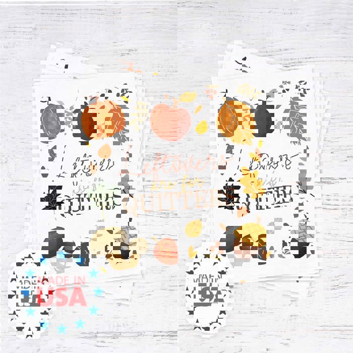 Leftovers Are For Quitters Beverage Napkins / 48 Snarky Thanksgiving Napkins / 4 3/4" x 4 3/4" Autumn Foliage Friendsgiving 3 Ply Cocktail Napkin / Fall Party Supplies / Made In The USA