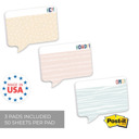  Speech Bubble Shaped Sticky Note Pad Assortment / 6.5" x 5" Modern Sticky Notes / Set Of Three Multi-Color Sticky Note Pad Designs / Made In USA