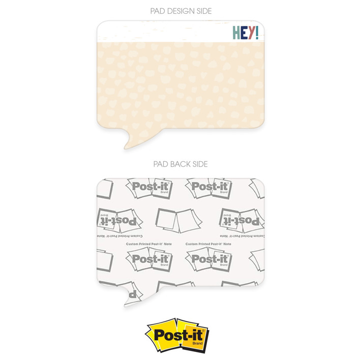 Speech Bubble Shaped Sticky Note Pad Assortment / 6.5" x 5" Modern Sticky Notes / Set Of Three Multi-Color Sticky Note Pad Designs / Made In USA