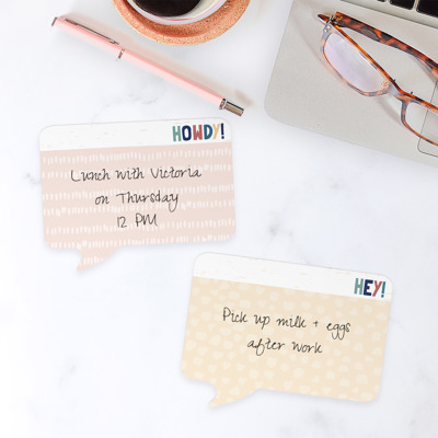 Speech Bubble Shaped Sticky Note Pad Assortment / 6.5" x 5" Modern Sticky Notes / Set Of Three Multi-Color Sticky Note Pad Designs / Made In USA