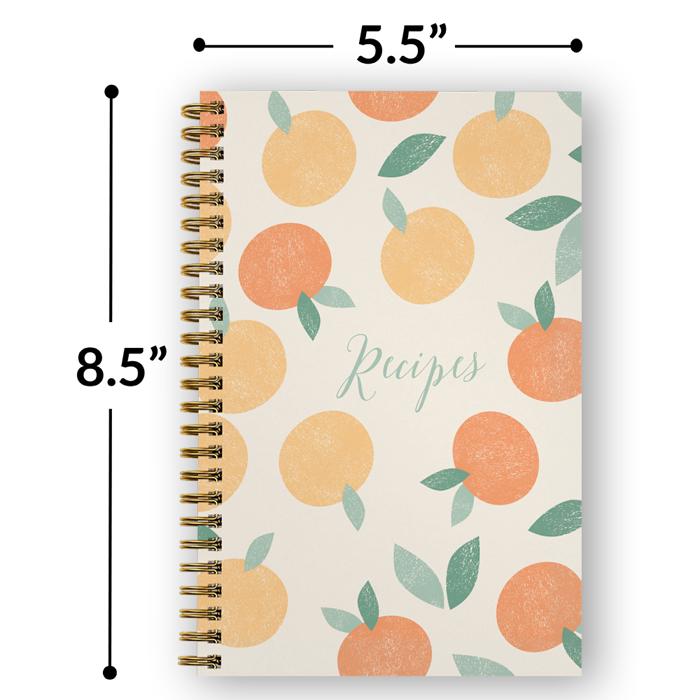 Softcover Sweet Recipes 5.5" x 8.5" Spiral Recipe Notebook/Journal, 120 Recipe Pages, Durable Gloss Laminated Cover, Gold Wire-o Spiral. Made in the USA