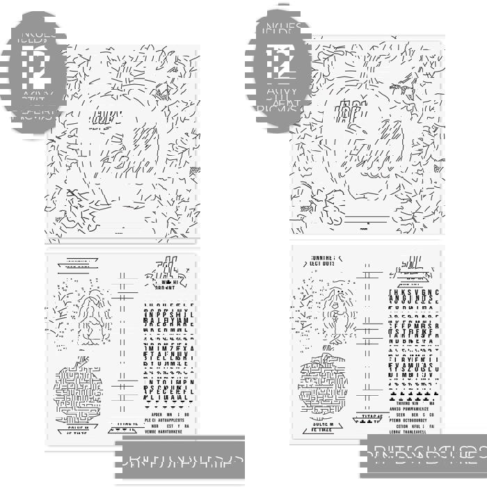 Thanksgiving Coloring Activity Placemats / 12 Happy Fall Coloring Sheets / 11" x 17" Double Sided Kids Fall Holiday Drawing Paper / Disposable Placemats / Made In The USA