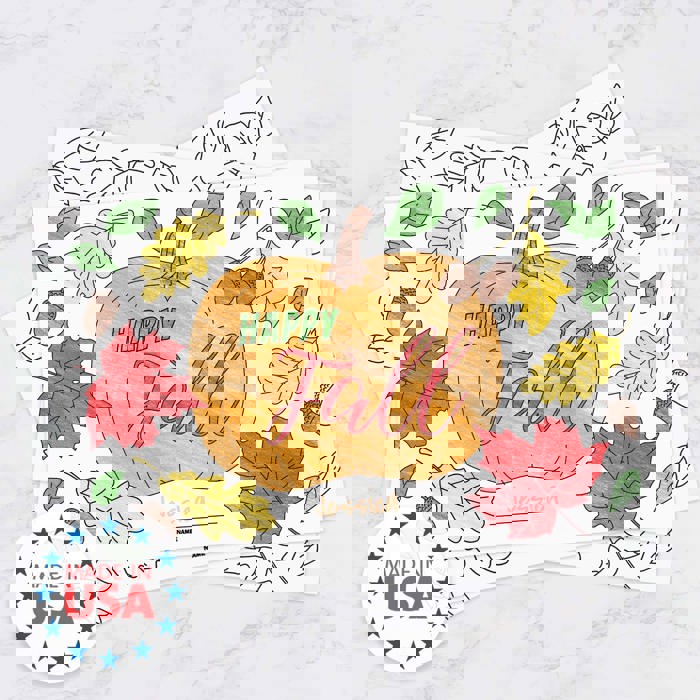 Thanksgiving Coloring Activity Placemats / 12 Happy Fall Coloring Sheets / 11" x 17" Double Sided Kids Fall Holiday Drawing Paper / Disposable Placemats / Made In The USA