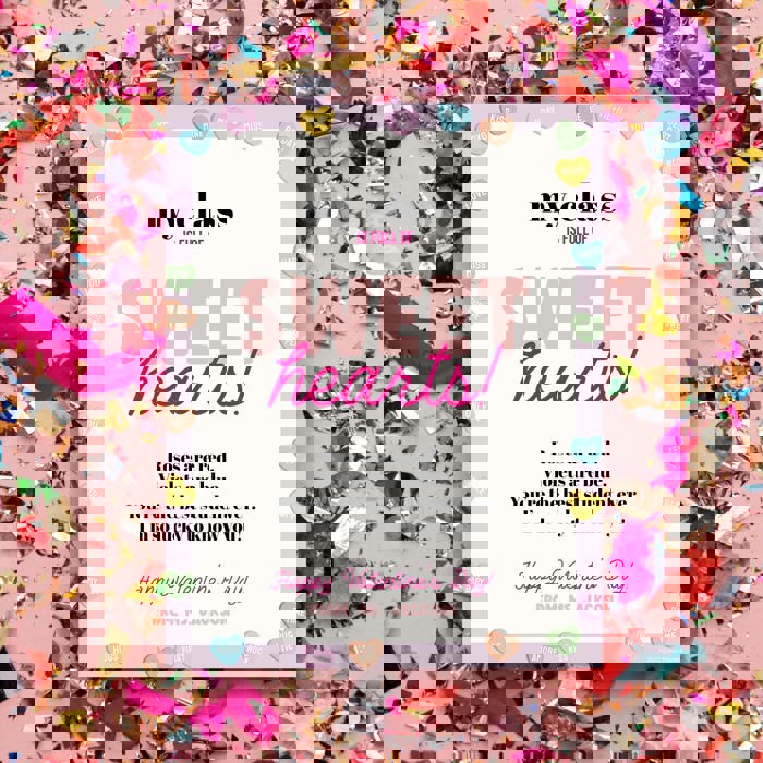 Valentine Candy Hearts Letterhead / 50 Sheets / 8.5" x 11" Valentines Day Paper / Conversation Hearts Decorative Stationery