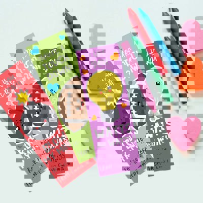 Kids Valentine Bookmark Assortment / 2" x 6" Paper Bookmarks / Bulk Set Of 24 Sweet Valentines Day Quotemarks / Made In USA