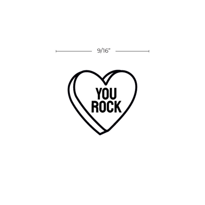 You Rock Sweetheart Candy Themed Reward Stamp / 2000 Plus Self Inking Teacher Cute Valentine's Day Heart Stamper / 9/16" Small Black Imprint Planner Worksheet Stamp