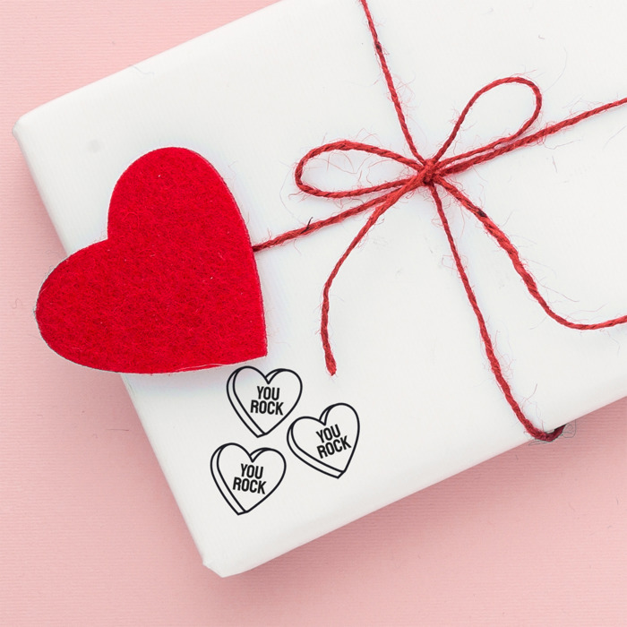 You Rock Sweetheart Candy Themed Reward Stamp / 2000 Plus Self Inking Teacher Cute Valentine's Day Heart Stamper / 9/16" Small Black Imprint Planner Worksheet Stamp