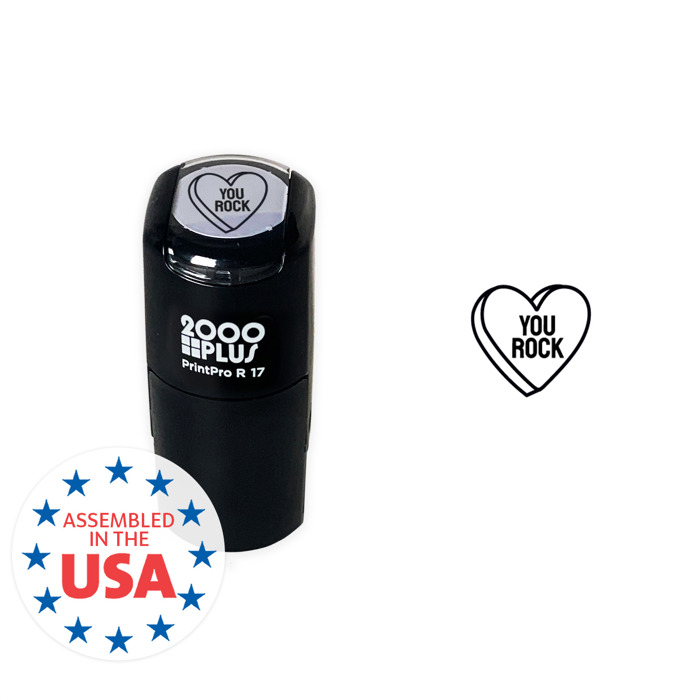 You Rock Sweetheart Candy Themed Reward Stamp / 2000 Plus Self Inking Teacher Cute Valentine's Day Heart Stamper / 9/16" Small Black Imprint Planner Worksheet Stamp