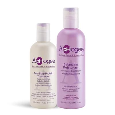 Aphogee Serious Hair Care Double Bundle (Twostep Protein Treatment 4 Fl Oz and Balancing Moisturizer 8 Fl Oz