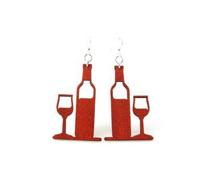 Wine Bottle and Glass Earrings