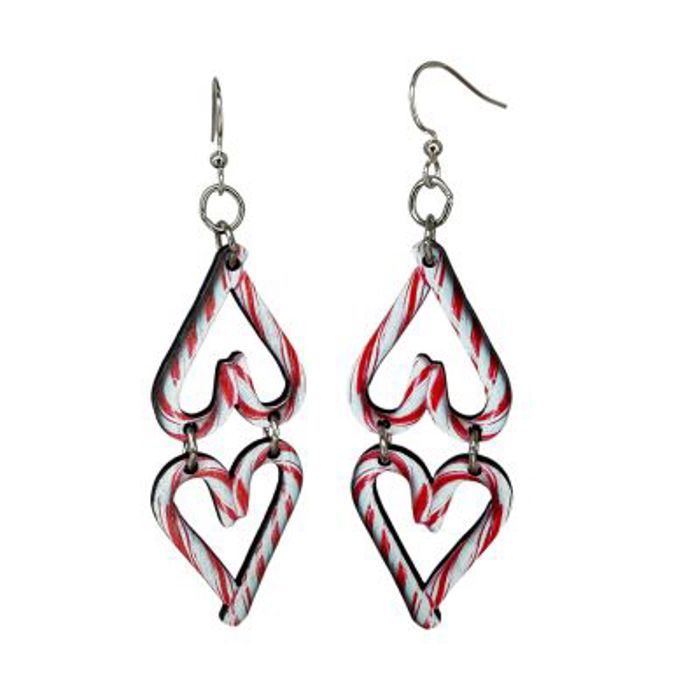 Candy Cane Heart Earrings