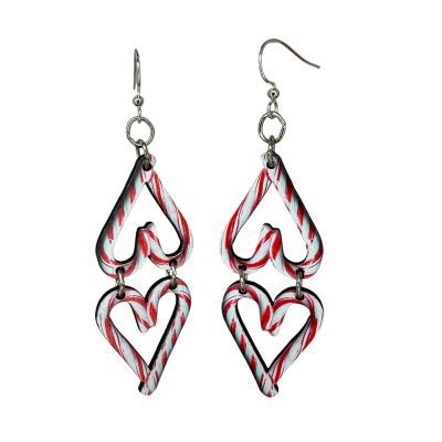 Candy Cane Heart Earrings