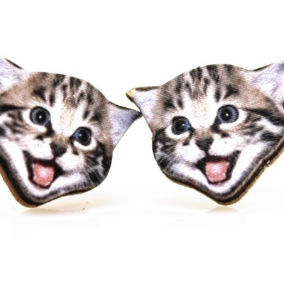 Playful Kitten Stud Earrings
