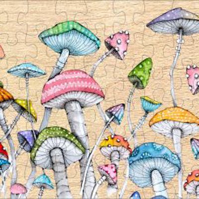 Mushrooms Magically Watercolored Wood Puzzle 66PCS