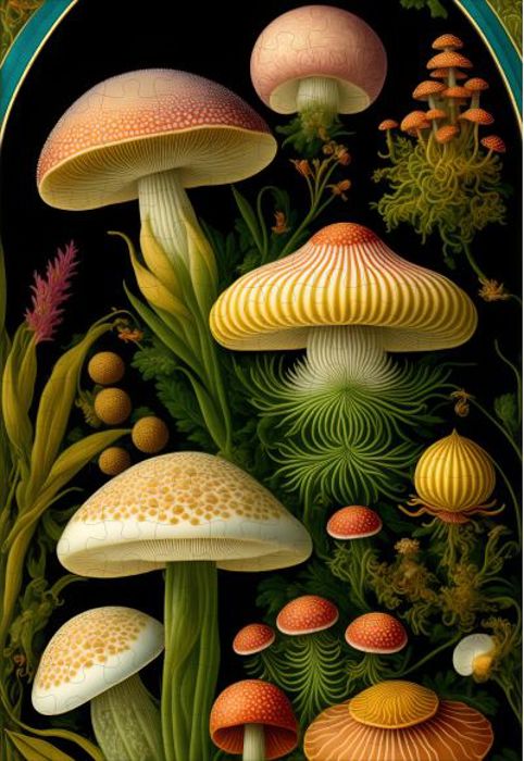 Heckals Mushrooms Wood Puzzle 144PCS
