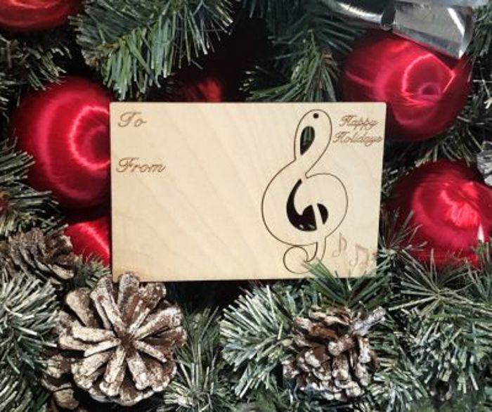 Color Me Music Note Holiday Card with Pop Out Ornament