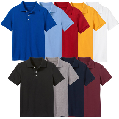5-Pack School Uniform Tagless Polo Tshirt for Little Boys & Big Boys