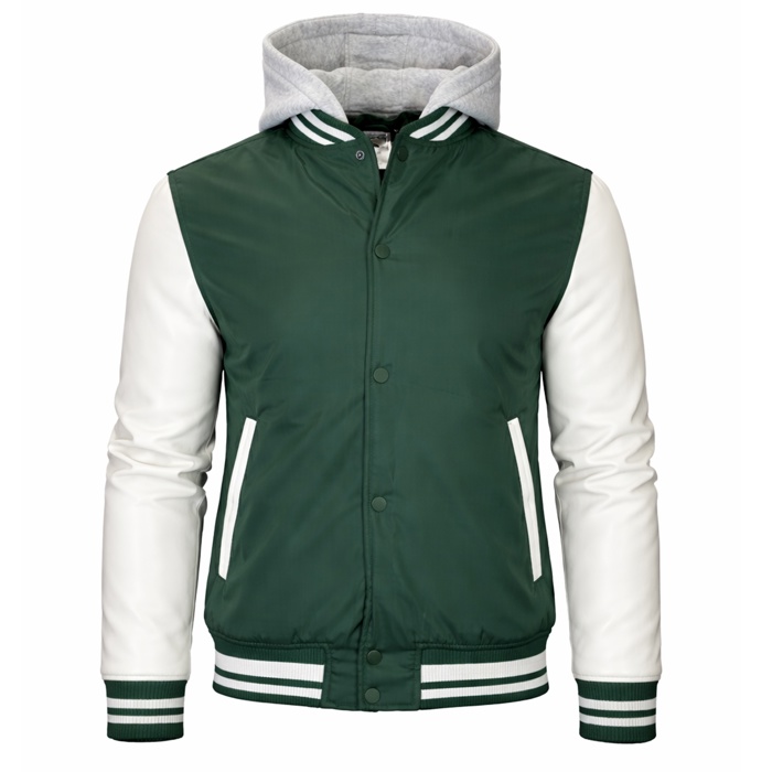 Men's Hooded Varsity Jacket w/ Detachable Hood