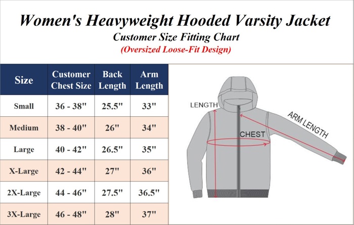 Women's Hooded Varsity Jacket w/ Detachable Hood