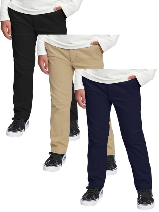 3 Pack Boy's Stretch Slim Fit School Uniform Chino Pants