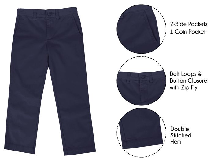 Boy's Stretch Slim Fit School Uniform Chino Pants