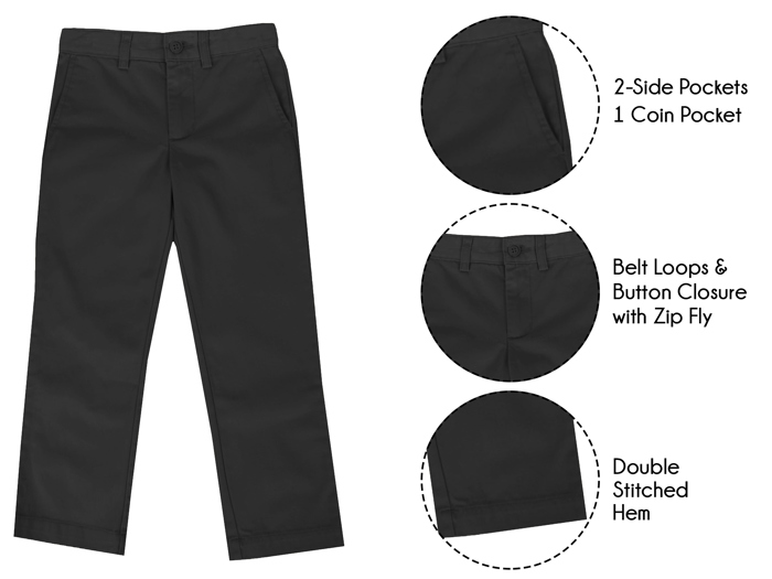 Boy's Stretch Slim Fit School Uniform Chino Pants