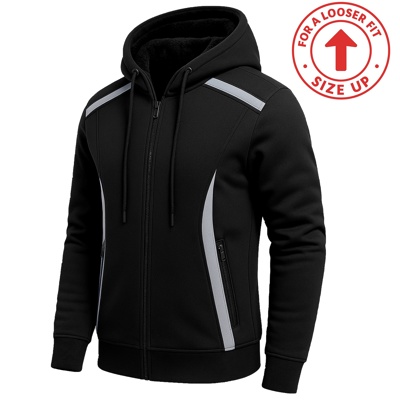 Men's Sherpa Fleece-Lined Reflective Tech Full Zip Hoodie (S to 3XL)