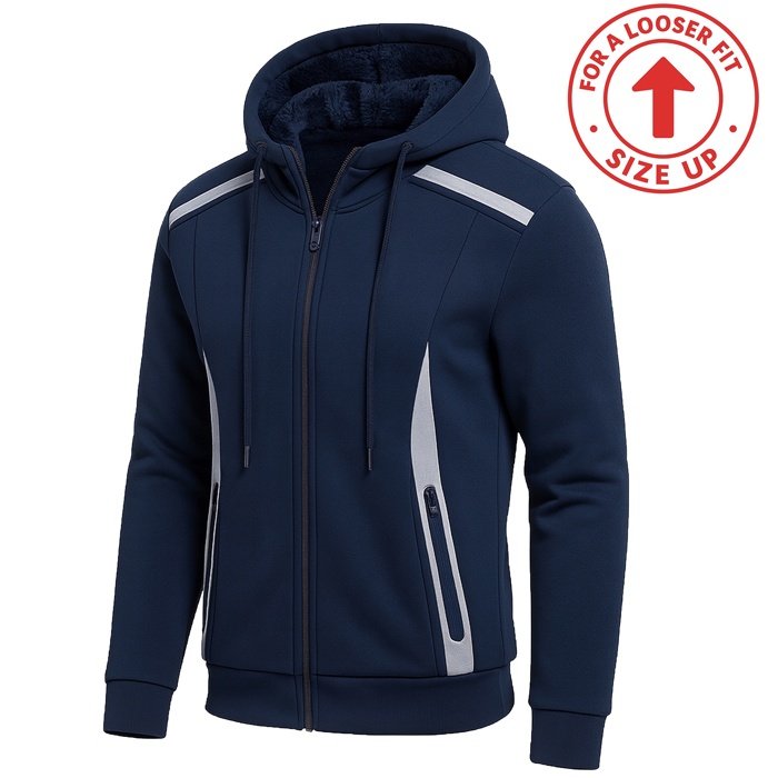 Men's Sherpa Fleece-Lined Reflective Tech Full Zip Hoodie (S to 3XL)