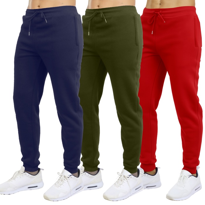 3-Pack Mens Slim Fit Fleece Jogger Sweatpants (S-3XL)