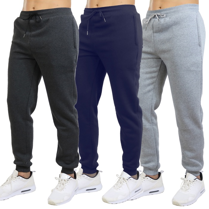 3-Pack Mens Slim Fit Fleece Jogger Sweatpants (S-3XL)