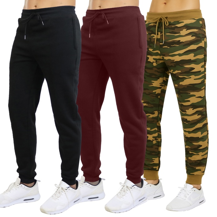 3-Pack Mens Slim Fit Fleece Jogger Sweatpants (S-3XL)