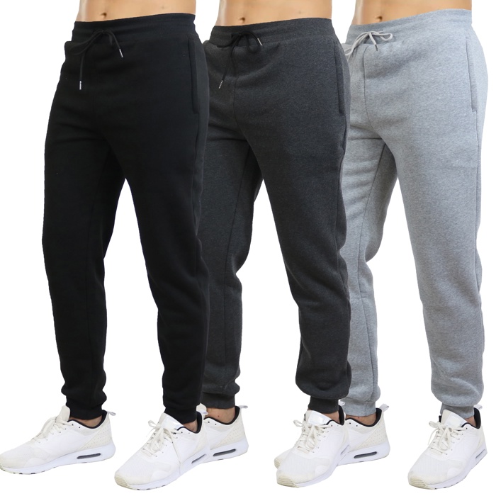 3-Pack Mens Slim Fit Fleece Jogger Sweatpants (S-3XL)