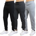 Black & Charcoal & Grey Medium 3-Pack Mens Slim Fit Fleece Jogger Sweatpants (S-3XL)