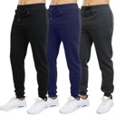 Black & Navy & Charcoal XXXL 3-Pack Mens Slim Fit Fleece Jogger Sweatpants (S-3XL)