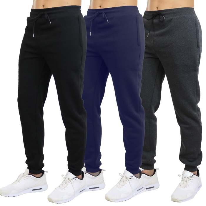 3-Pack Mens Slim Fit Fleece Jogger Sweatpants (S-3XL)