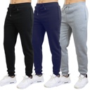 Black & Navy & Grey Small 3-Pack Mens Slim Fit Fleece Jogger Sweatpants (S-3XL)